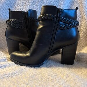 Women's Black Braided Ankle Boots